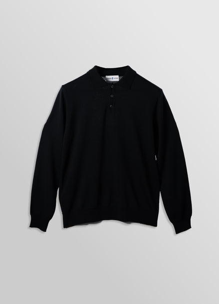 Merino Polo Black