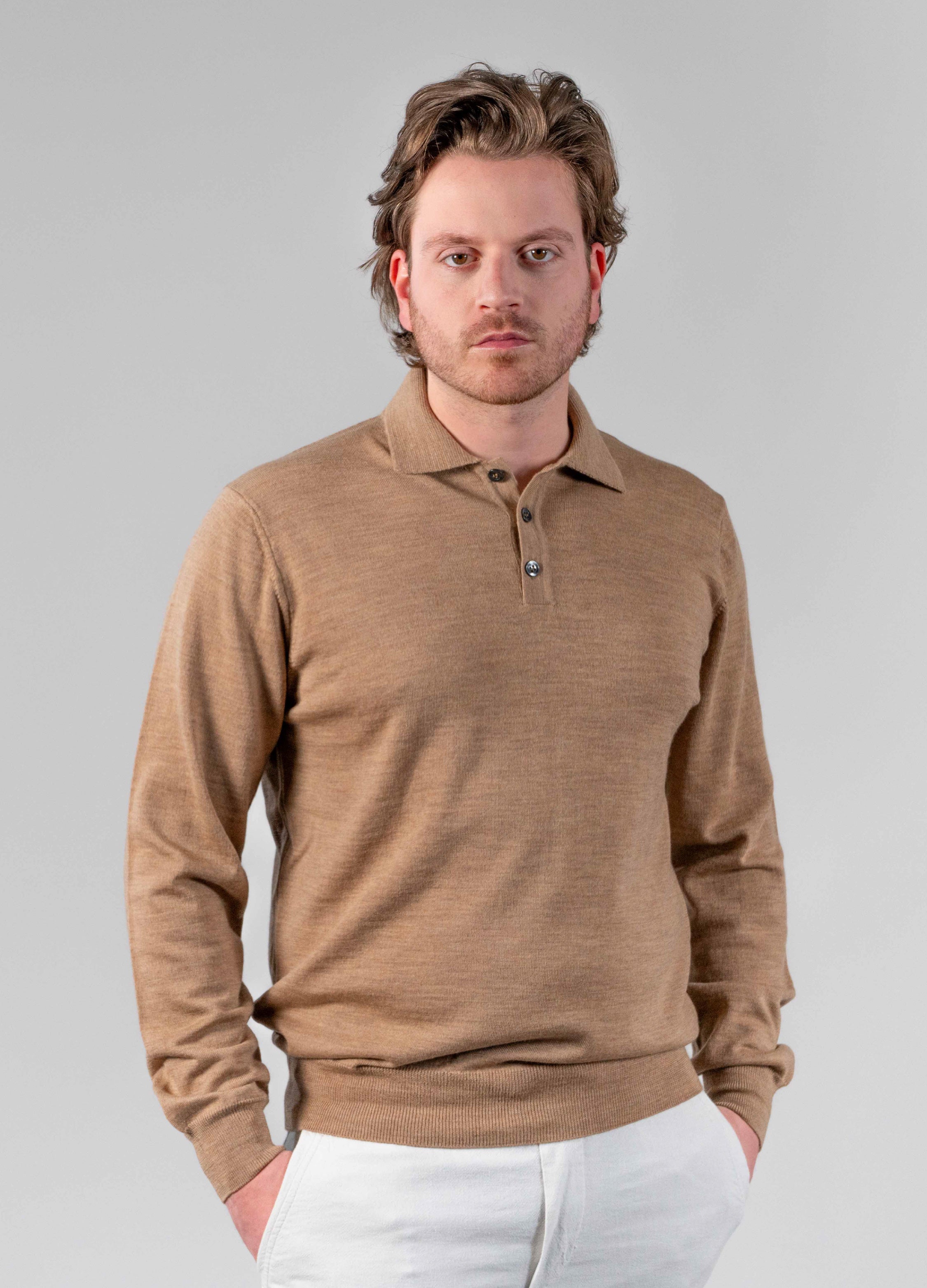 Merino Polo Camel