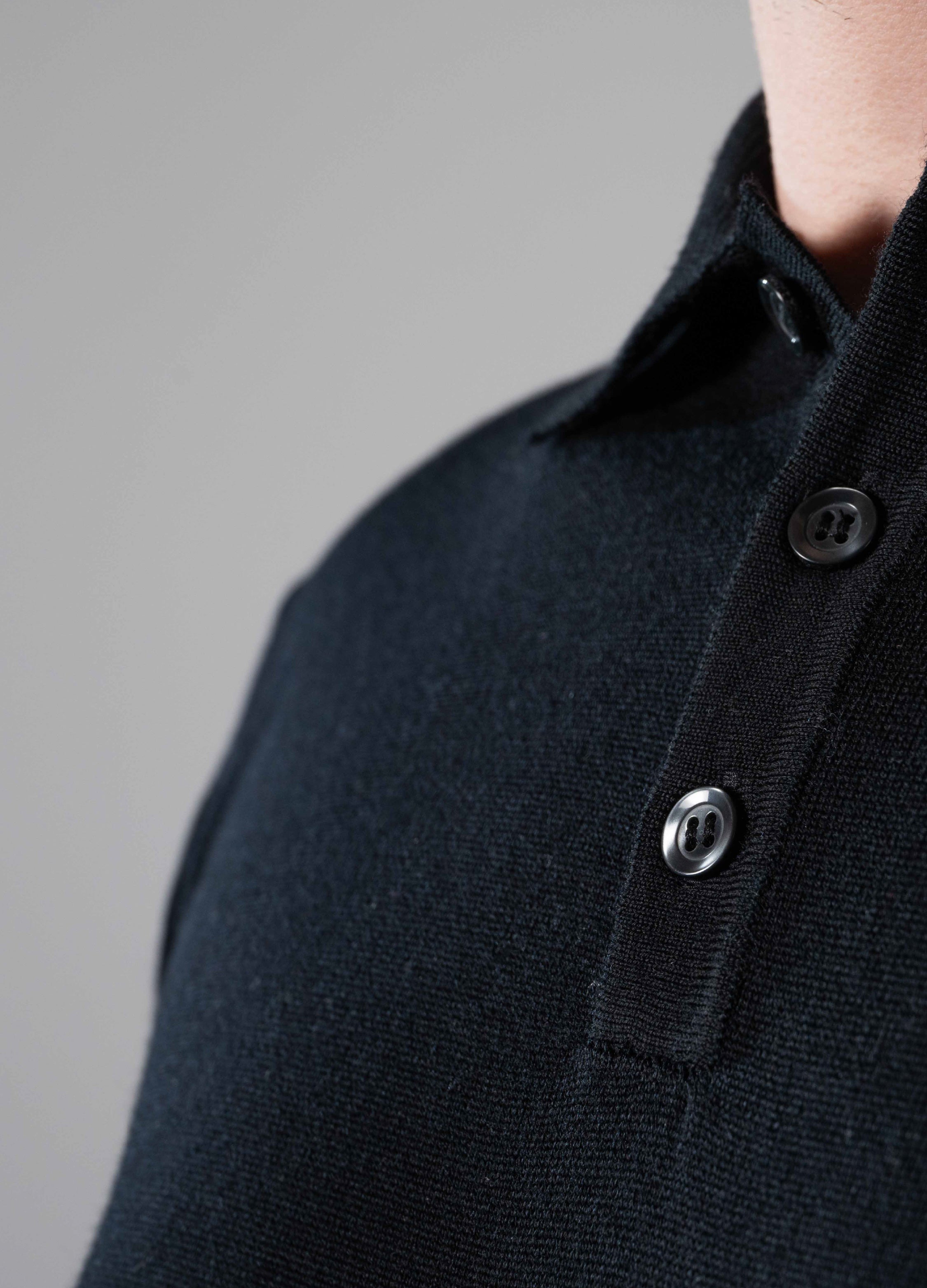 Merino Polo Black