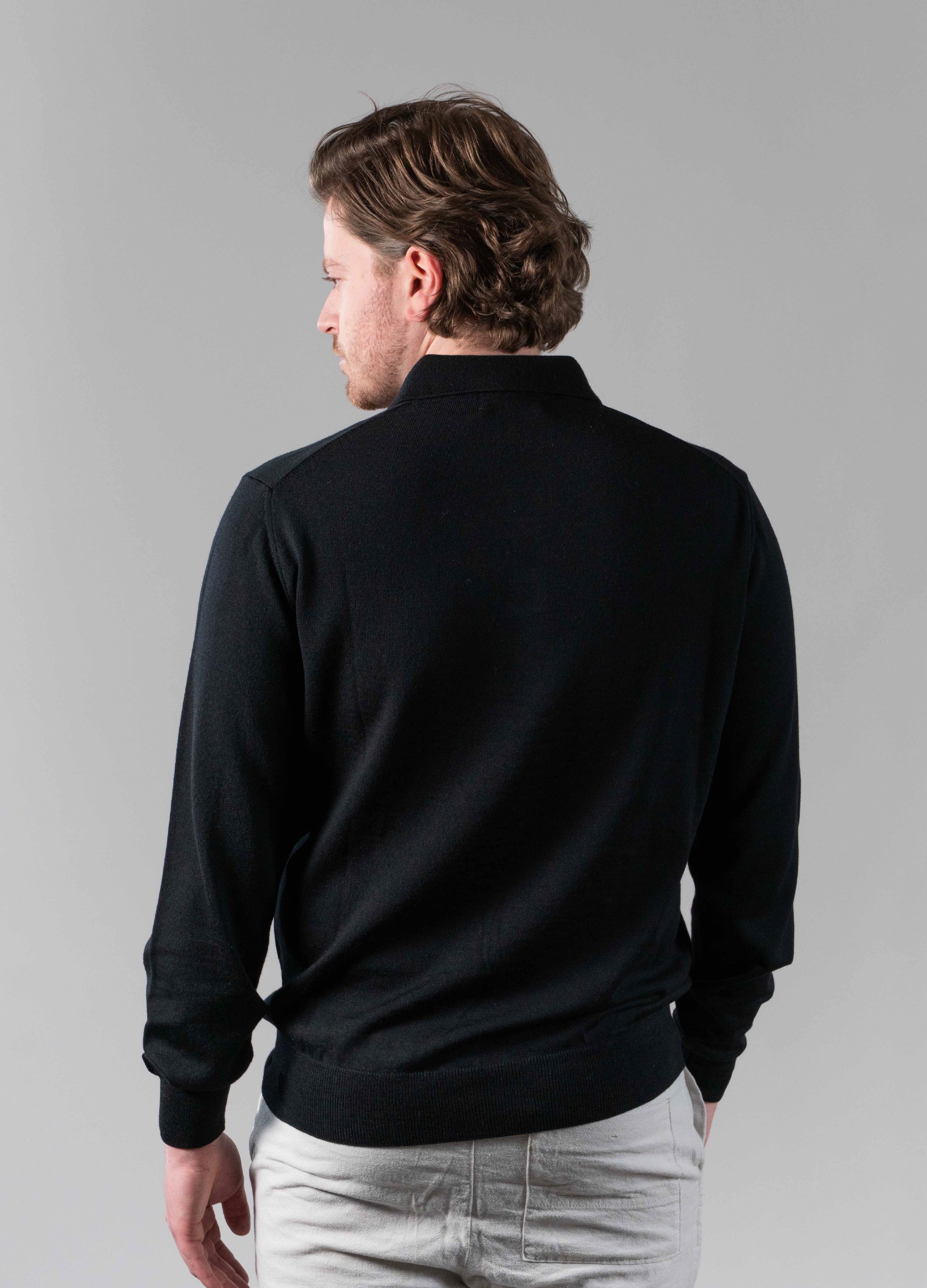 Merino Polo Black