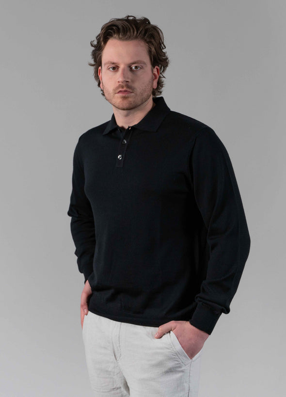 Merino Polo Black