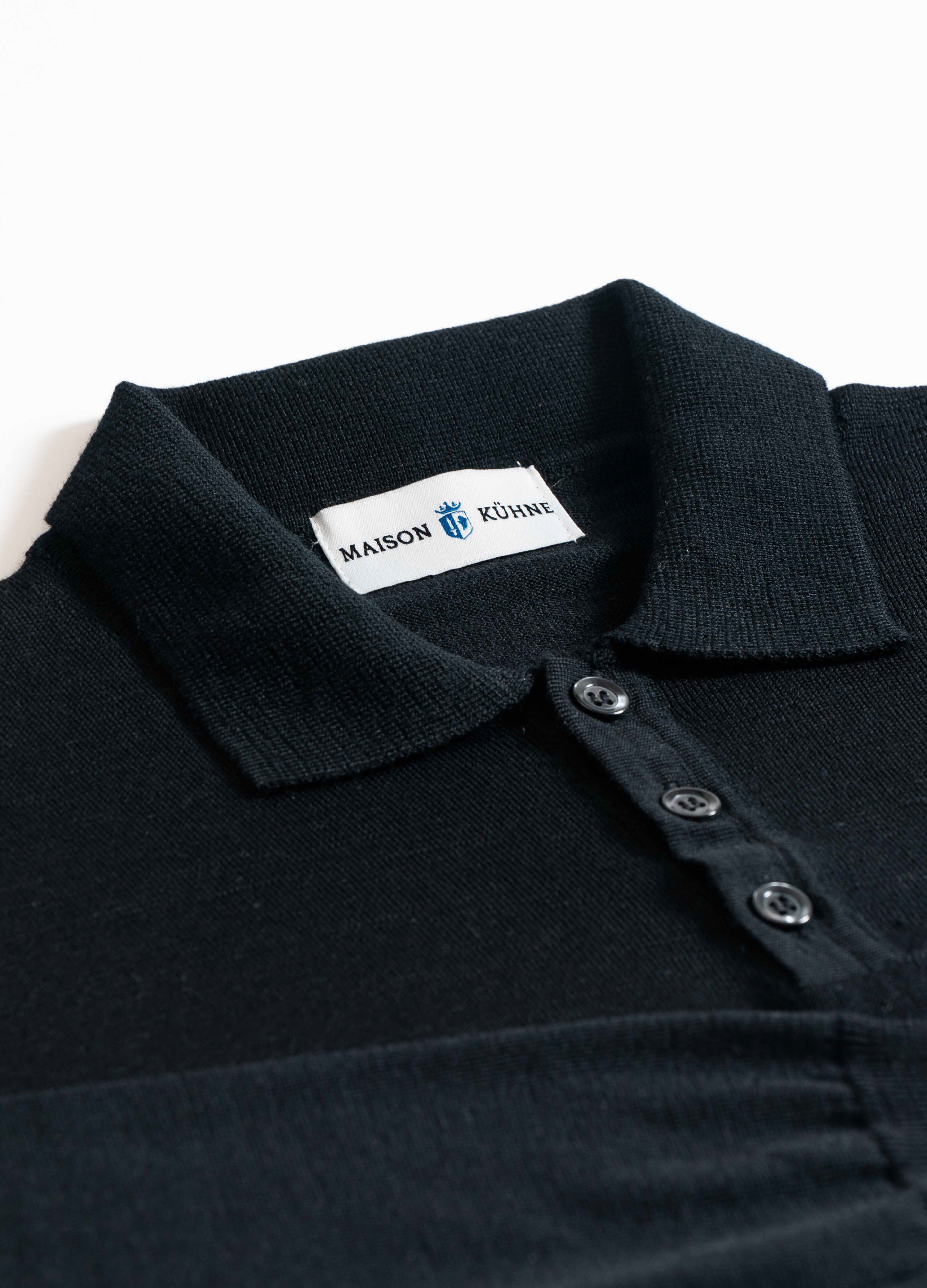 Merino Polo Black
