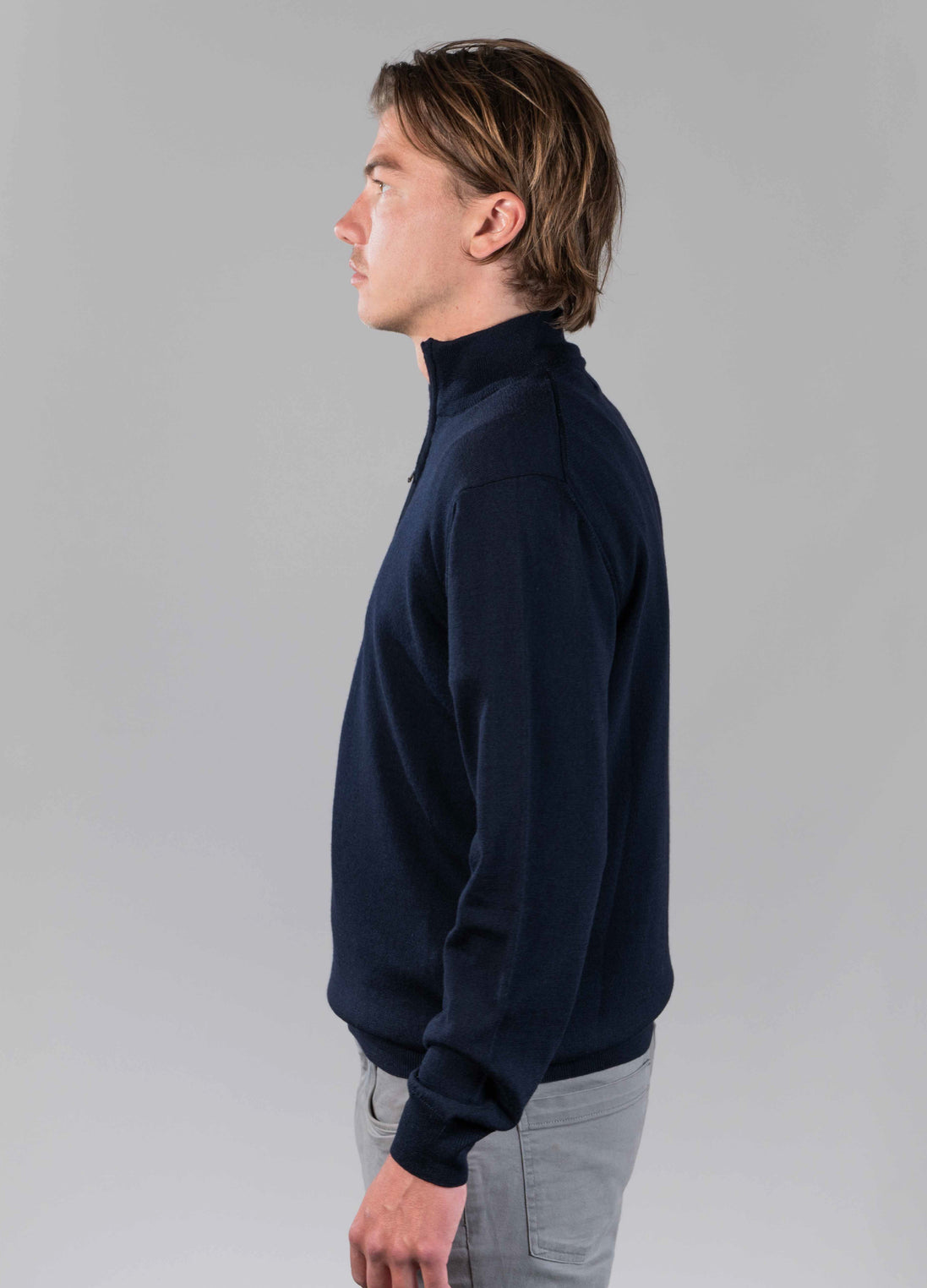 Merino Quarter Zip Navy