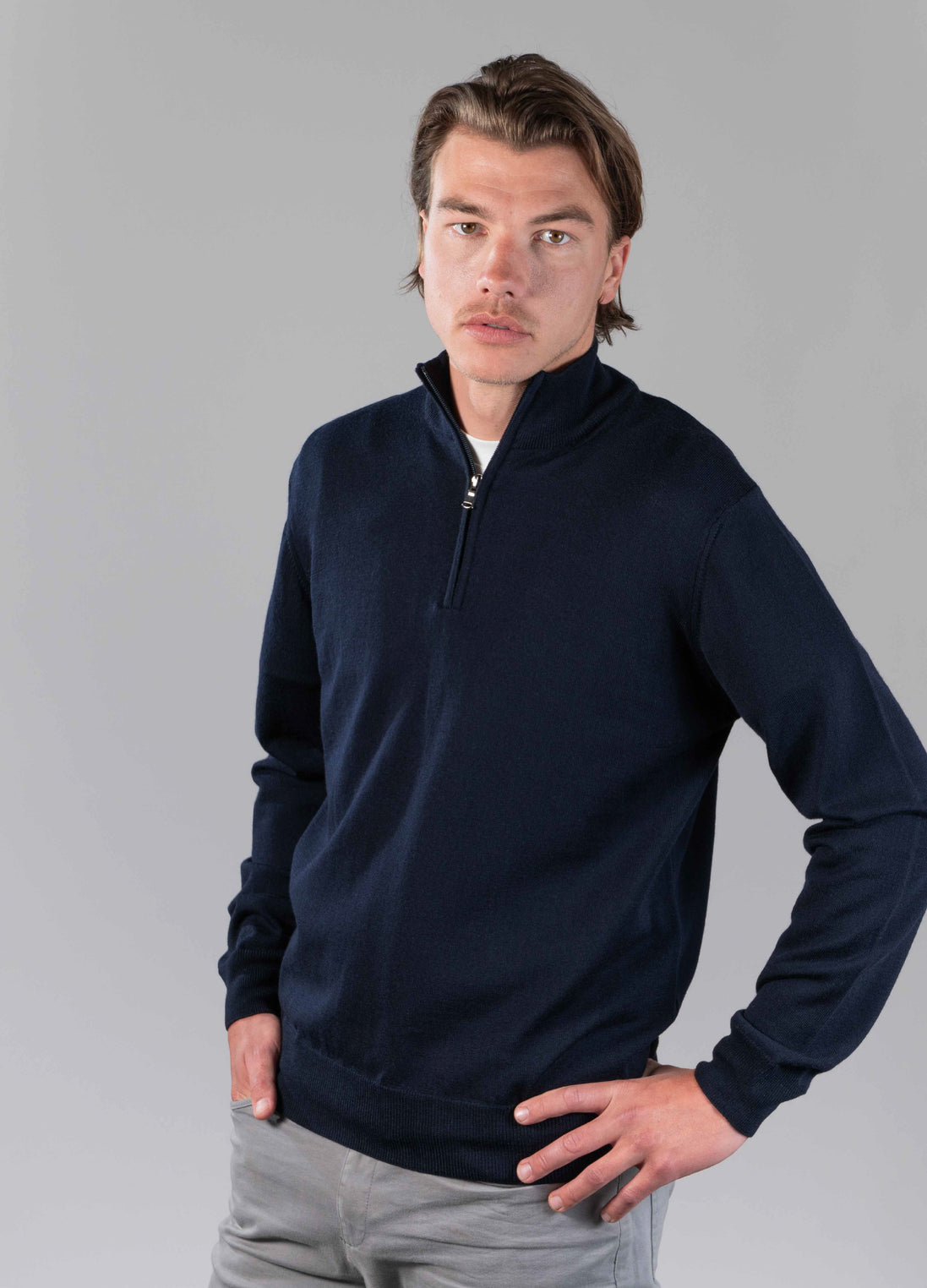 Merino Quarter Zip Navy