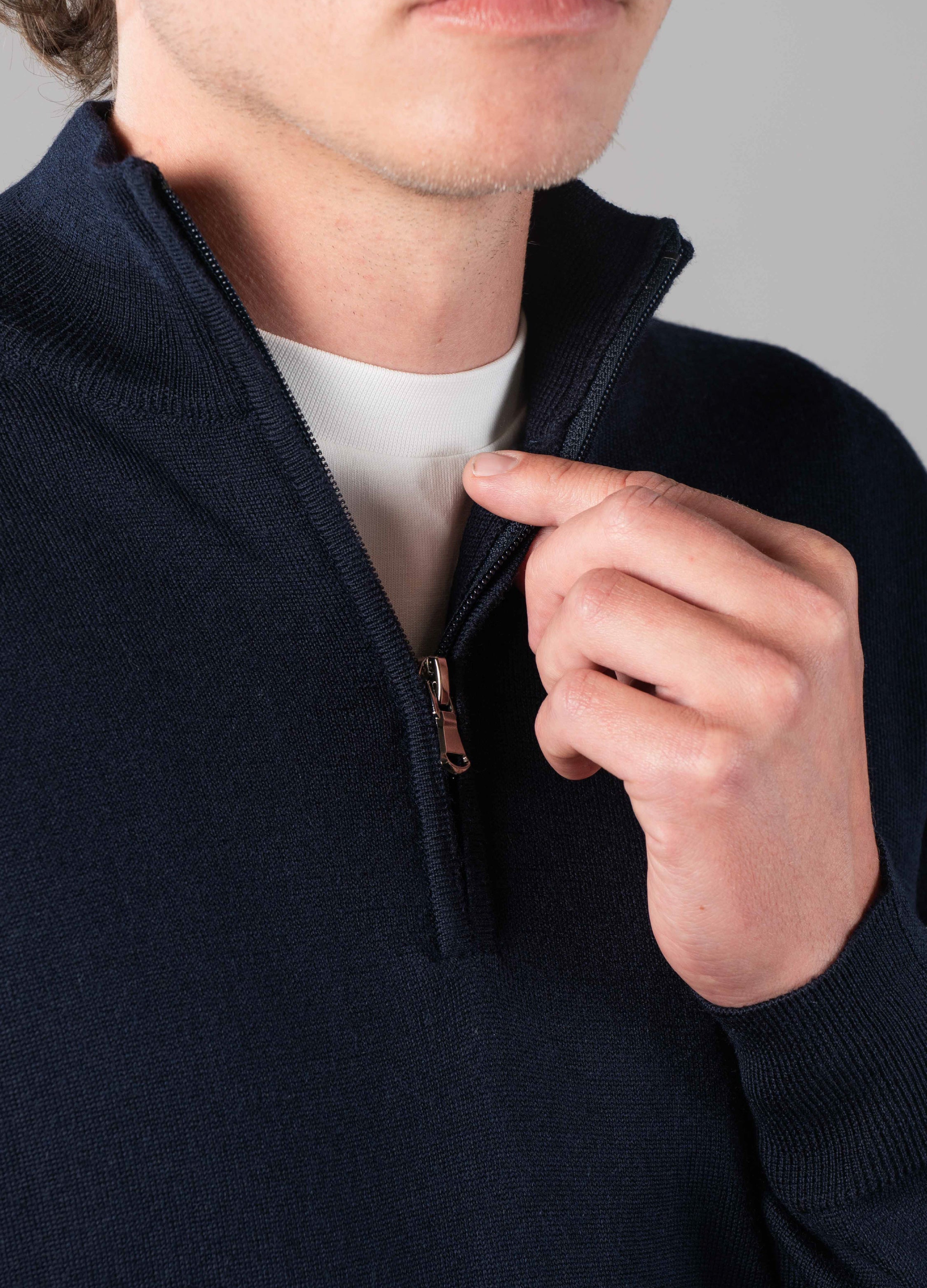 Merino Quarter Zip Navy