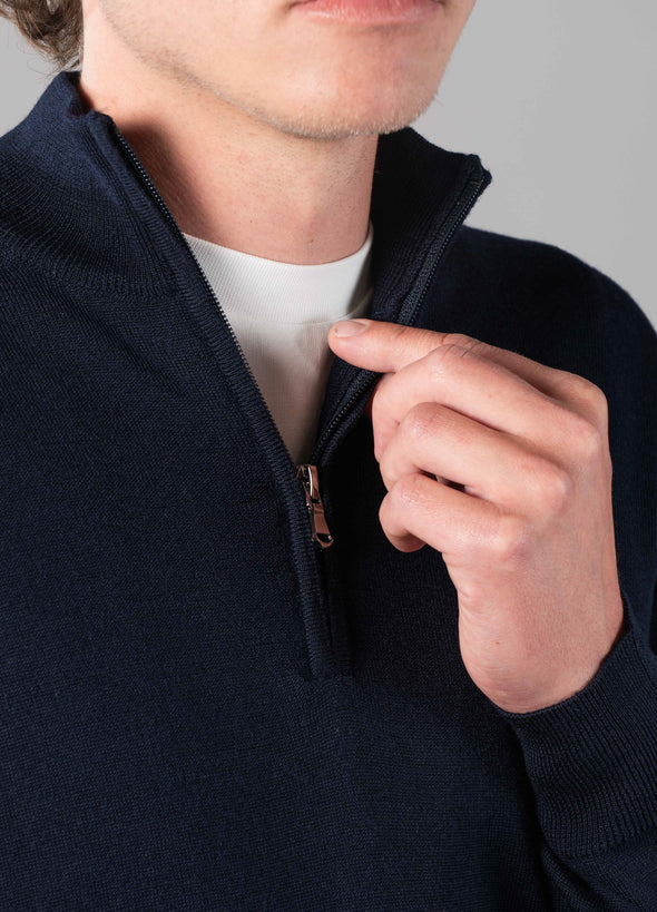 Merino Quarter Zip Navy