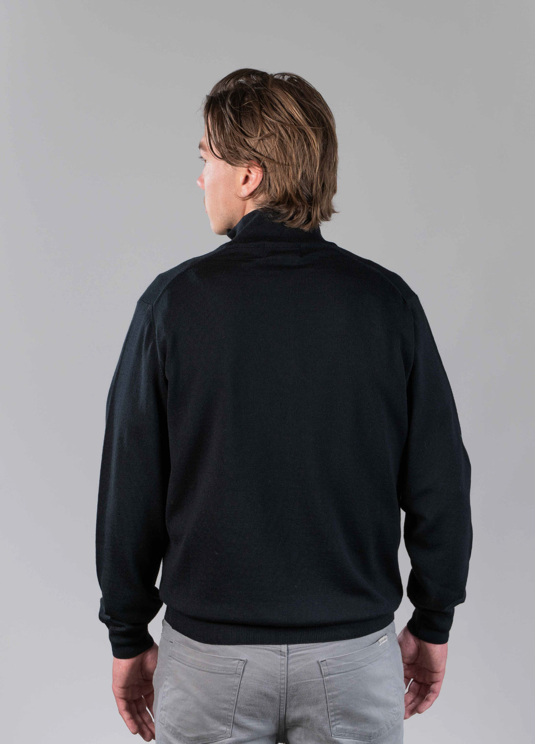 Merino Quarter Zip Black