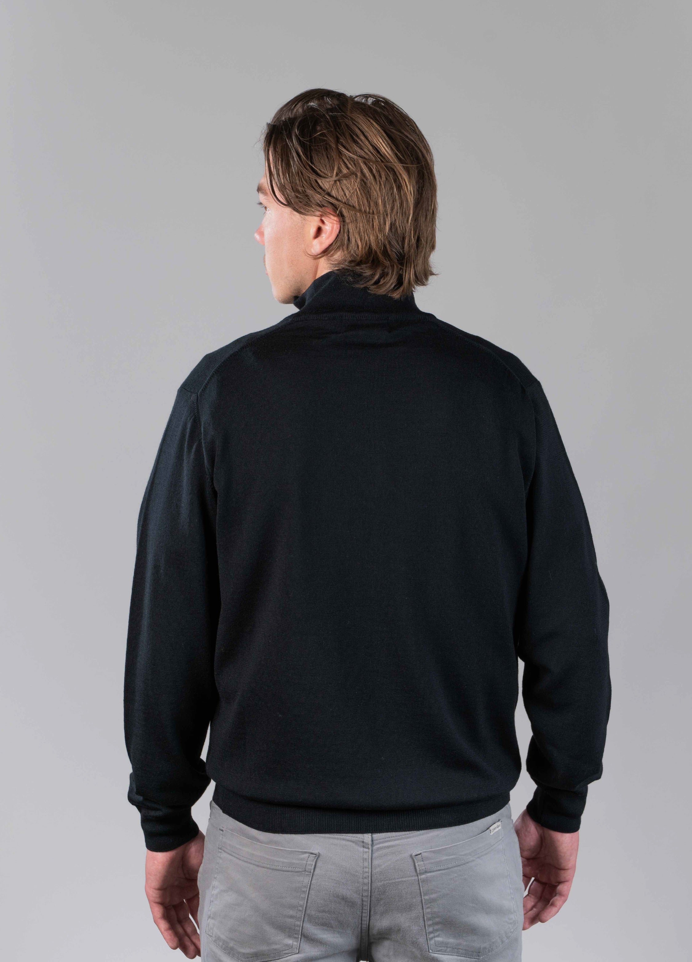 Merino Quarter Zip Black