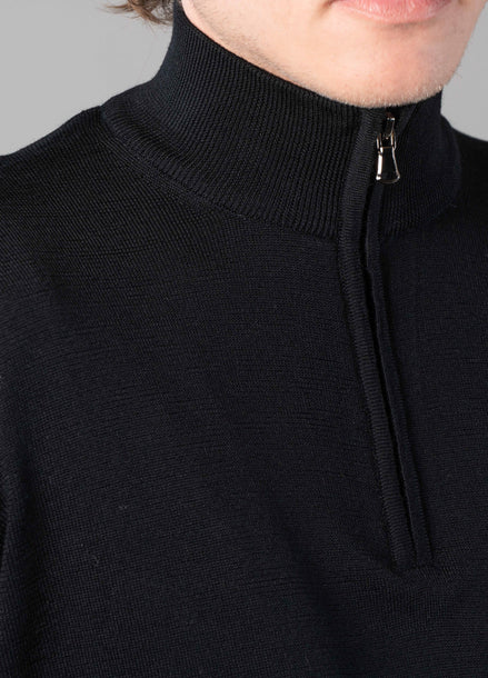 Merino Quarter Zip Black