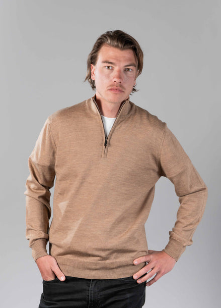 Merino Quarter Zip Camel