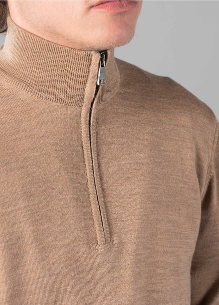 Merino Quarter Zip Camel