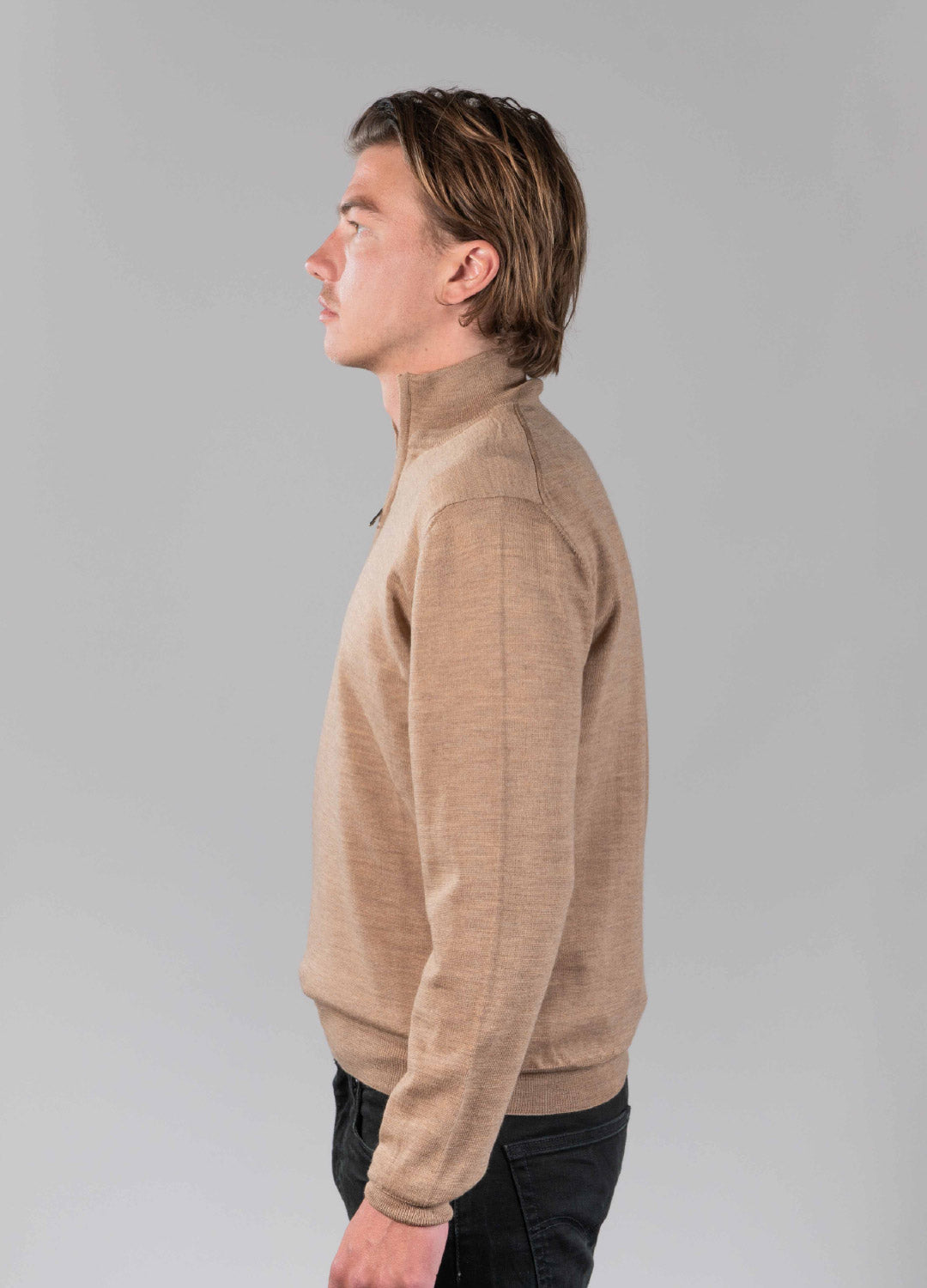 Merino Quarter Zip Camel