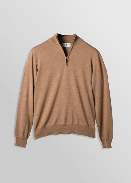 Merino Quarter Zip Camel