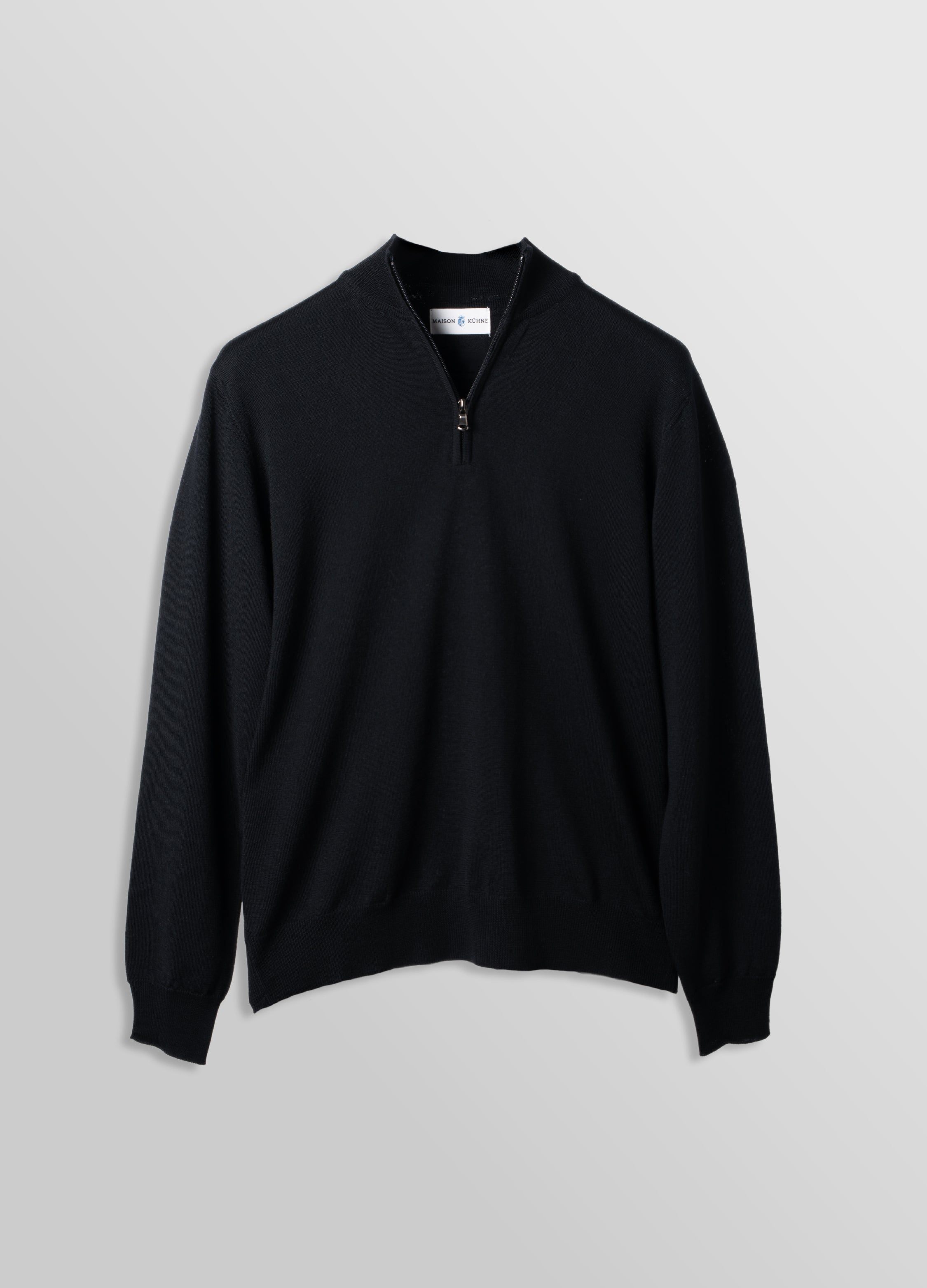 Merino Quarter Zip Black