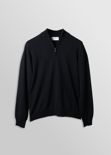 Merino Quarter Zip Black
