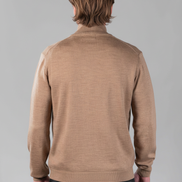 Merino Quarter Zip Camel - rug recht vooruit