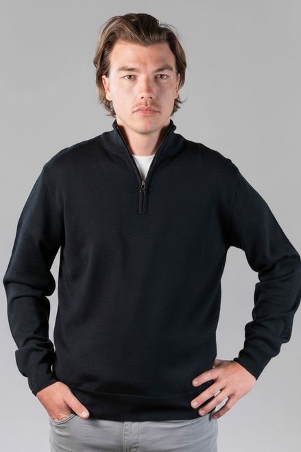 Quarter Zip Black - voor